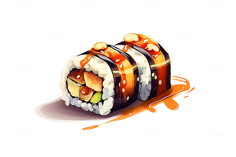 日本寿司鱼生寿司卷插画