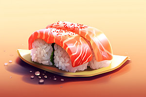 日本寿司寿司卷鱼生插画