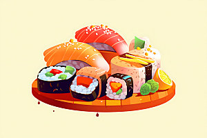 日本寿司日料海鲜插画