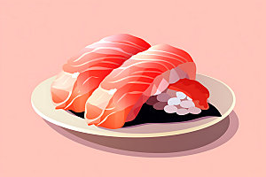 日本寿司手绘美味插画