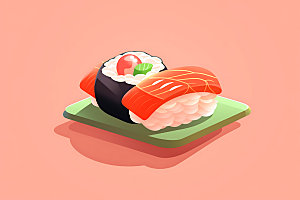日本寿司手绘海鲜插画