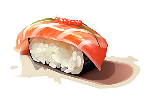 日本寿司美食寿司卷插画
