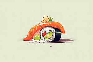日本寿司美食海鲜插画