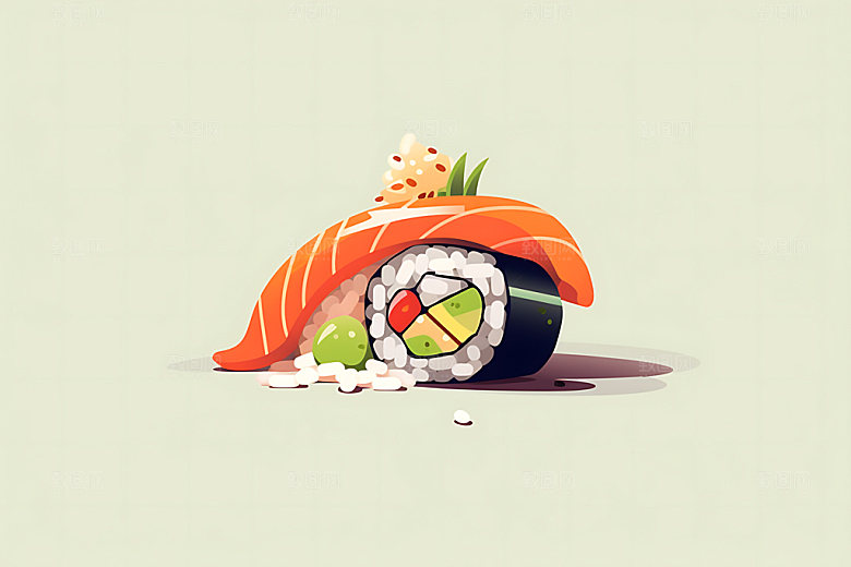 日本寿司美食海鲜插画