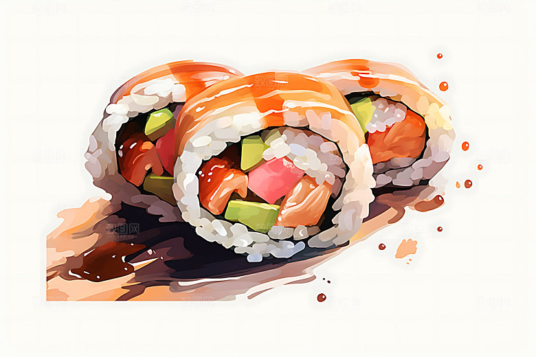 日本寿司手绘日料插画
