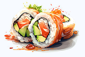 日本寿司美味美食插画