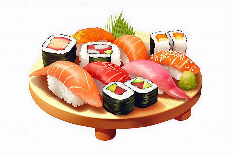 日本寿司寿司卷美食插画