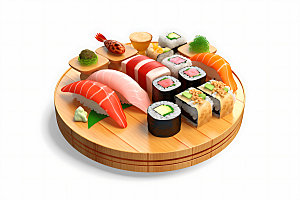 日本寿司海鲜美食插画