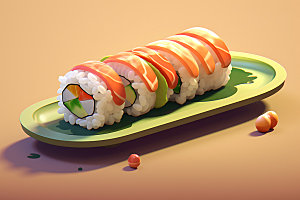 日本寿司美食鱼生插画