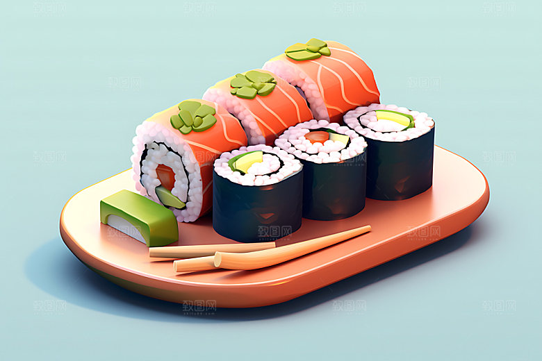 日本寿司日料美食插画