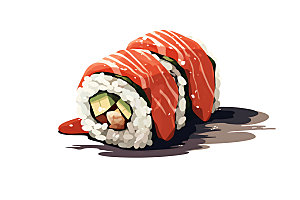 日本寿司寿司卷日料插画