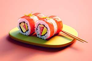 日本寿司鱼生海鲜插画