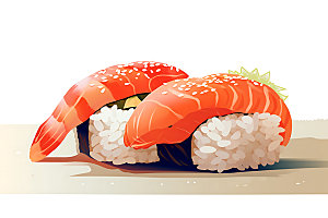 日本寿司手绘美味插画