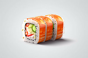 日本寿司寿司卷美食插画