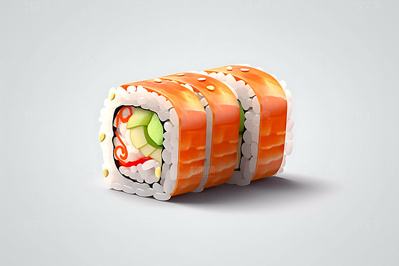 日本寿司寿司卷美食插画