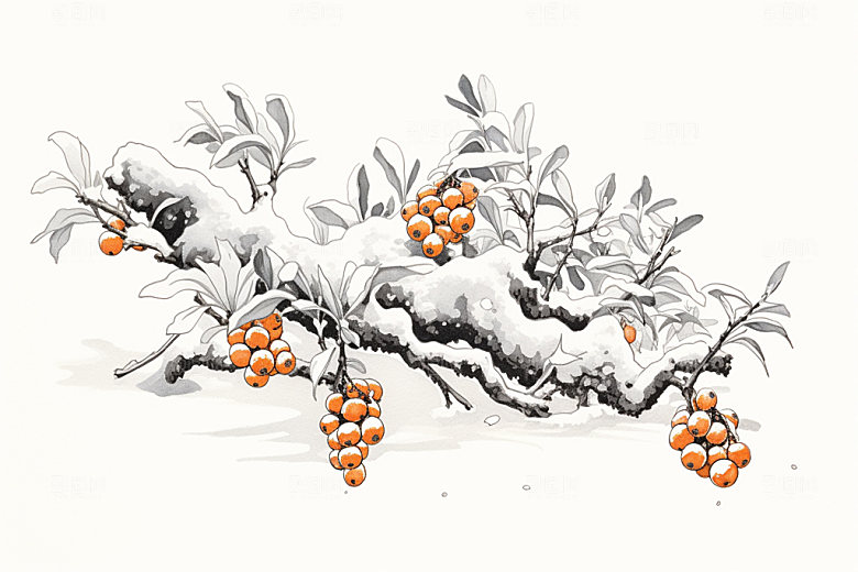 霜降季节十月插画