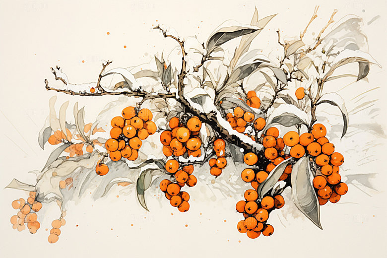 霜降季节手绘插画
