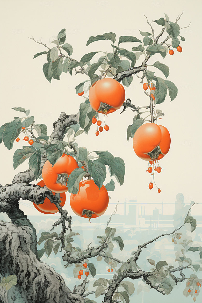 霜降节气秋天插画