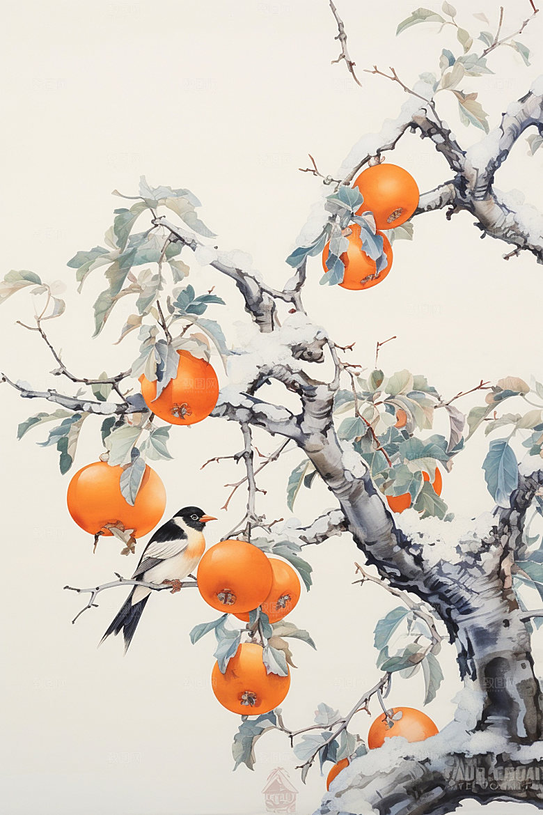 霜降节气十月插画