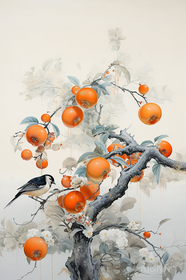 霜降风物应季插画