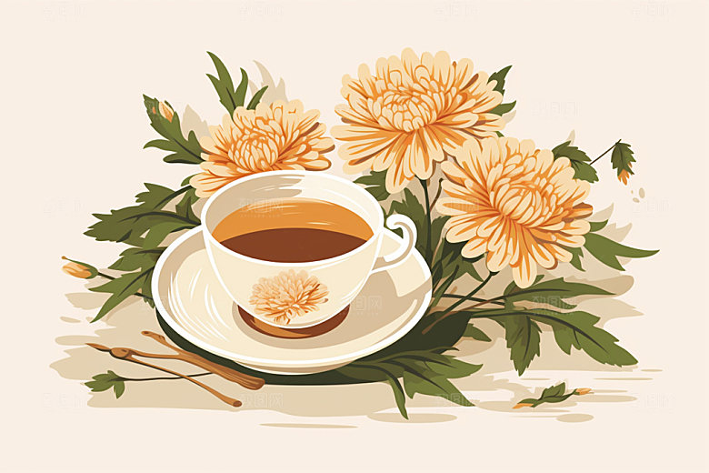 霜降节气秋天插画