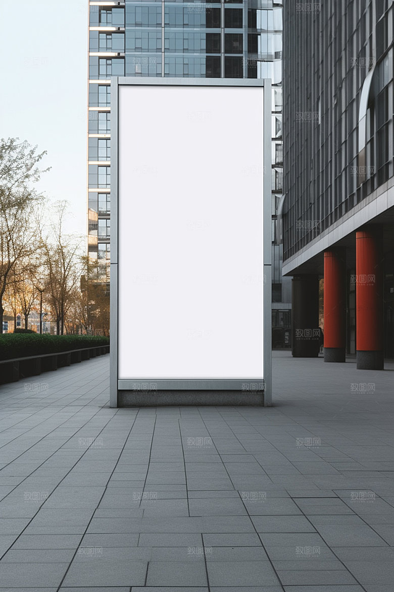 竖版灯箱展示街头广告样机