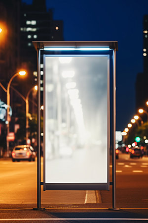 竖版灯箱展示街头广告样机