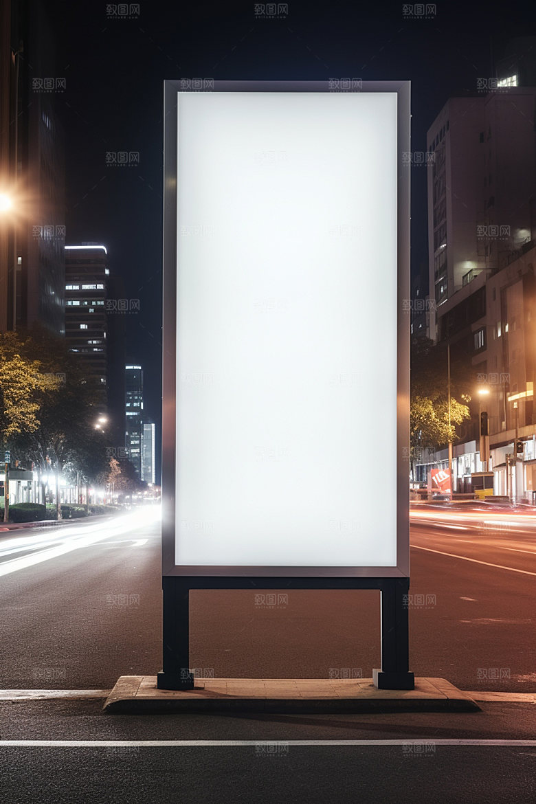 竖版灯箱路边广告展示样机