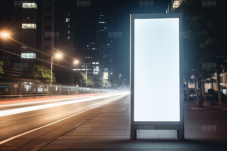 竖版灯箱高清路边广告样机