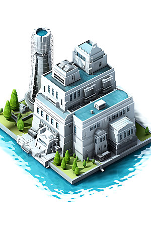 水电站卡通水力发电模型