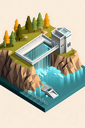 水电站水力发电大坝模型