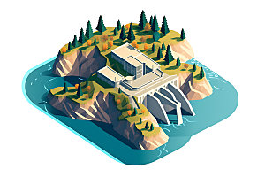 水电站大坝立体模型