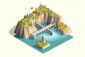水电站大坝水力发电模型