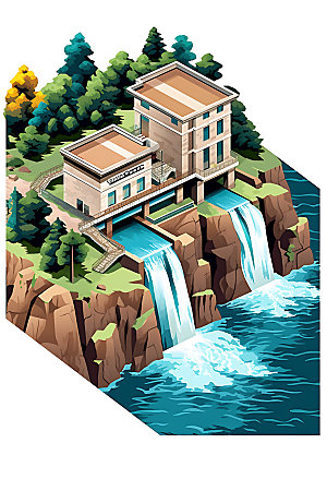 水电站水力发电大坝模型