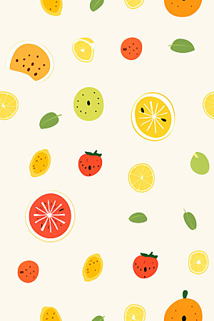 水果植物花纹背景图