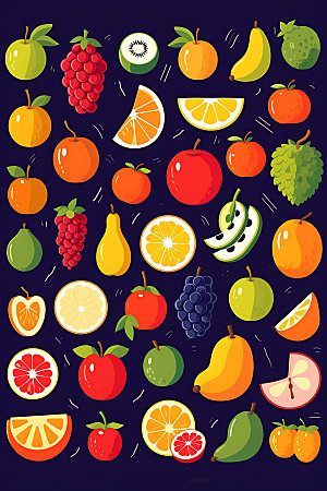 水果缤纷彩色图标