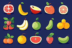 水果彩色元素图标