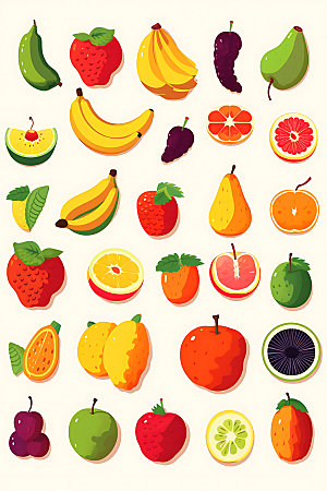 水果扁平化彩色图标