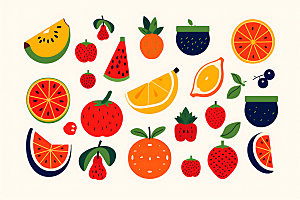 水果彩色元素图标