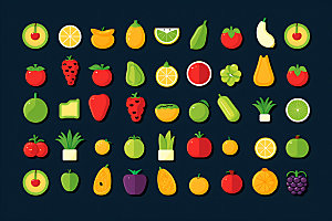 水果彩色简约图标
