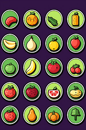 水果缤纷彩色图标