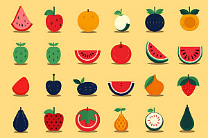 水果缤纷扁平化图标