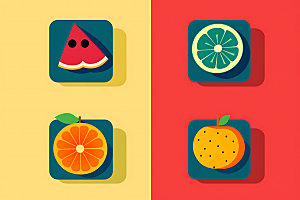 水果彩色缤纷图标