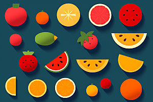 水果扁平化可爱图标