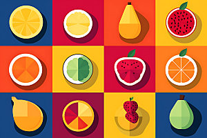 水果简约彩色图标