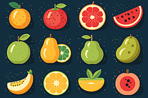 水果缤纷扁平化图标