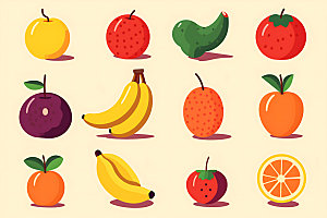 水果扁平化彩色图标