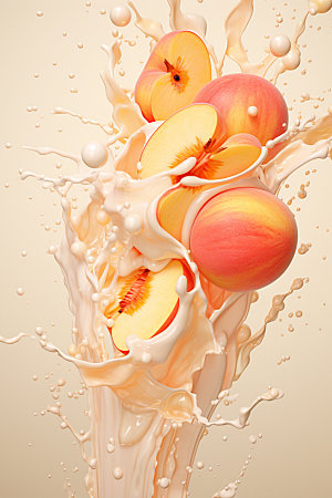 水蜜桃奶昔水果高清摄影图