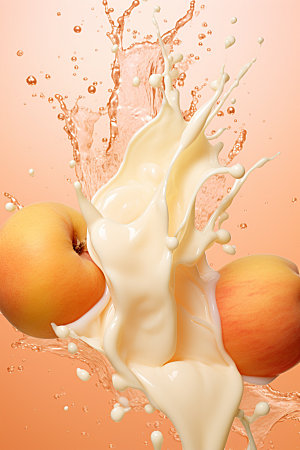 水蜜桃奶昔水果创意摄影图