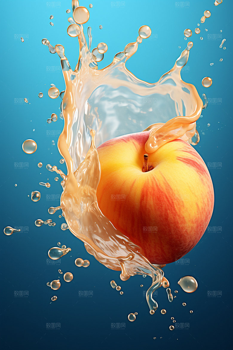 水蜜桃奶昔高清创意摄影图